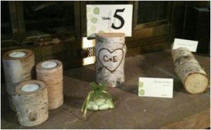 These birch centerpieces are for sale by Cindy via WeddingBee's Classifieds. Click photo to view Cindy's email address.